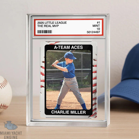 Baseball Player Gift Personalized Little League Trading Card Acrylic Block Plaque, Custom Baseball Team Photo Keepsake, Sports Award Decor