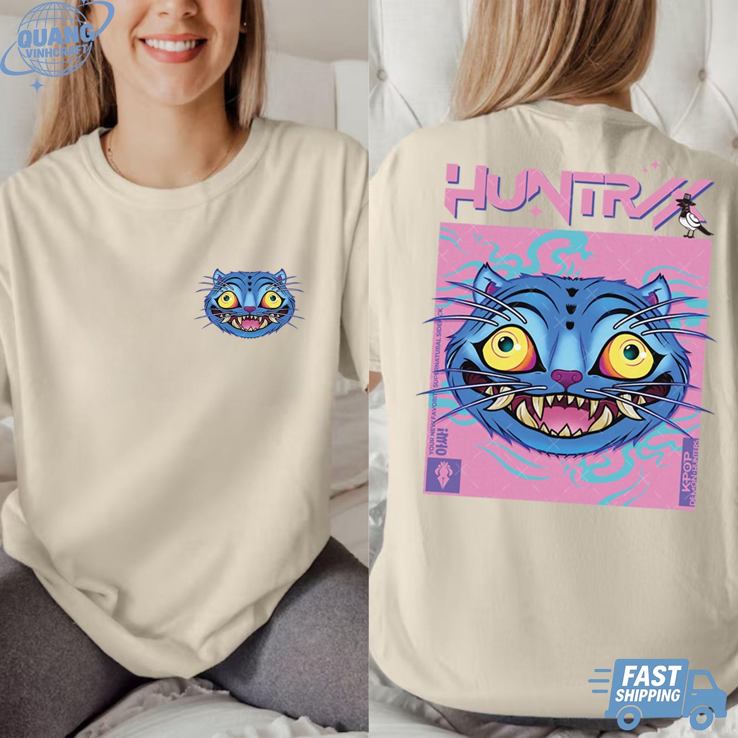 Kpop Demon Hunters Tiger Shirt, Merch Kpop Shirt, Hunters Tiger fan, Derpy Tiger And Bird Demon Hunter Tiger Tee,Kpop Demon Hunters Shirt