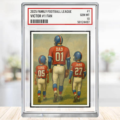 Custom Buffalo Football Acrylic Block Gift for Daddy, Personalized Sports Trading Card with Kids' Names, Dad Sports, Buffalo Team Plaque