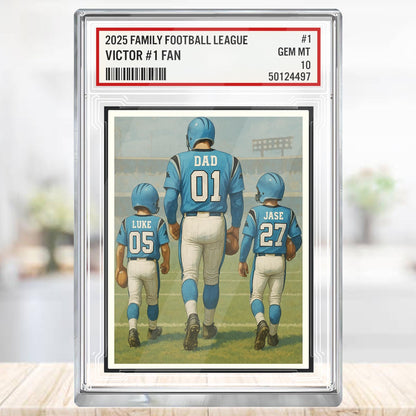 Custom Carolina Football Acrylic Block Gift for Daddy, Personalized Sports Trading Card with Kids' Names, Dad Sports, Carolina Team Plaque