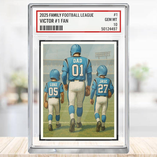 Custom Carolina Football Acrylic Block Gift for Daddy, Personalized Sports Trading Card with Kids' Names, Dad Sports, Carolina Team Plaque