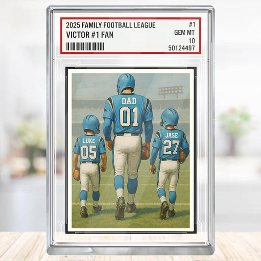 Custom Carolina Football Acrylic Block Gift for Daddy, Personalized Sports Trading Card with Kids' Names, Dad Sports, Carolina Team Plaque