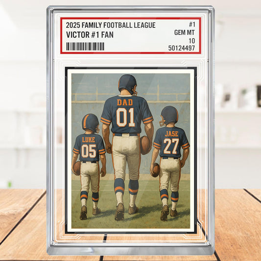 Custom Denver Football Acrylic Block Gift for Daddy, Personalized Sports Trading Card with Kids' Names, Dad Sports, Denver Team Plaque
