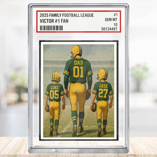 Custom Green Bay Football Acrylic Block Gift for Daddy, Personalized Sports Trading Card with Kids' Names, Dad Sports, Green Bay Team Plaque