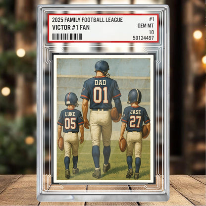 Custom Houston Football Acrylic Block Gift for Daddy, Personalized Sports Trading Card with Kids' Names, Dad Sports, Houston Team Plaque