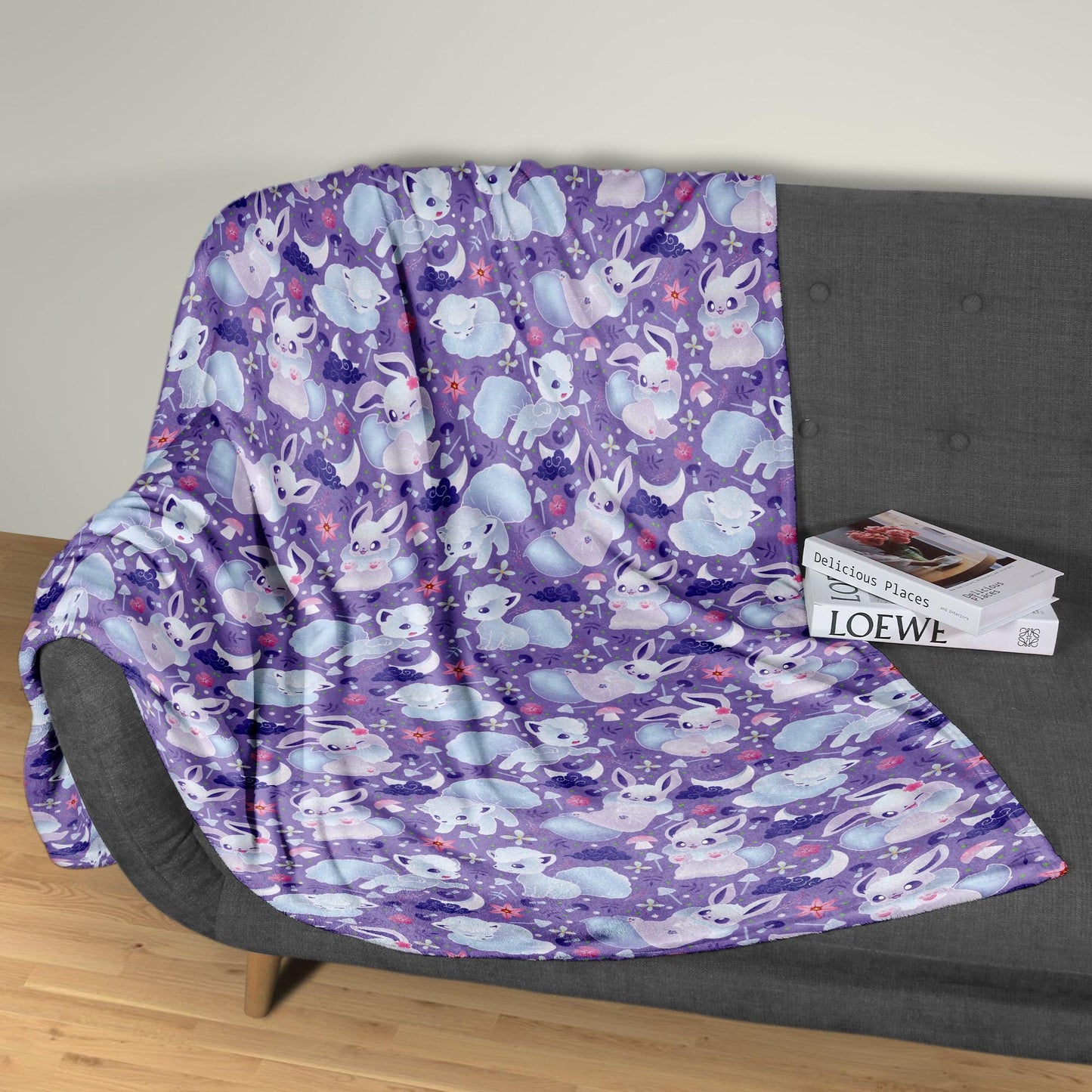 Eevee Fleece Blanket Home Decor Throw Blanket Bedroom Decor Baby Blanket Cute Vulpix Cotton Blanket Eevee Blanket Gifts