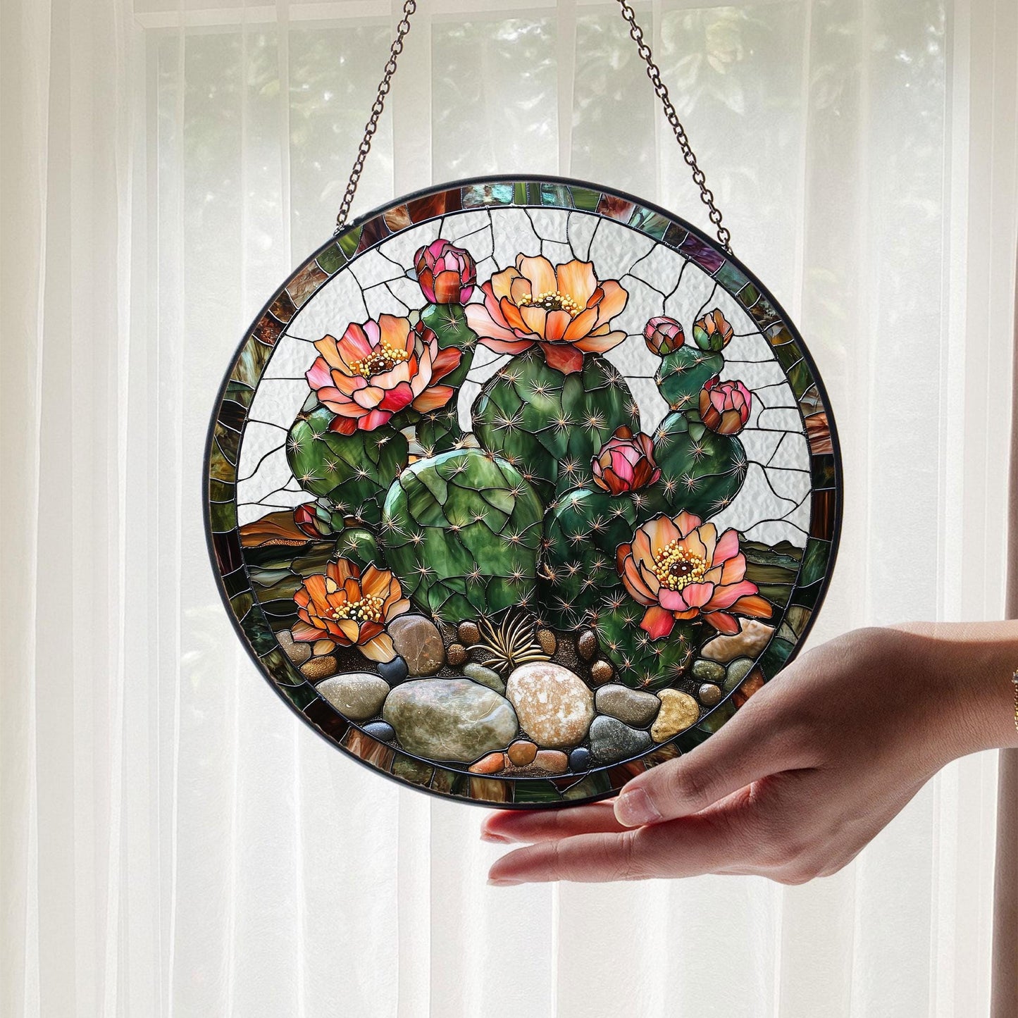 Cactus Stained Glass Suncatcher, Cactus Lovers, Plant Mom Gifts, Cactus Plant, Tropical Home Decoration, Southwestern Decor, Cactus Accent