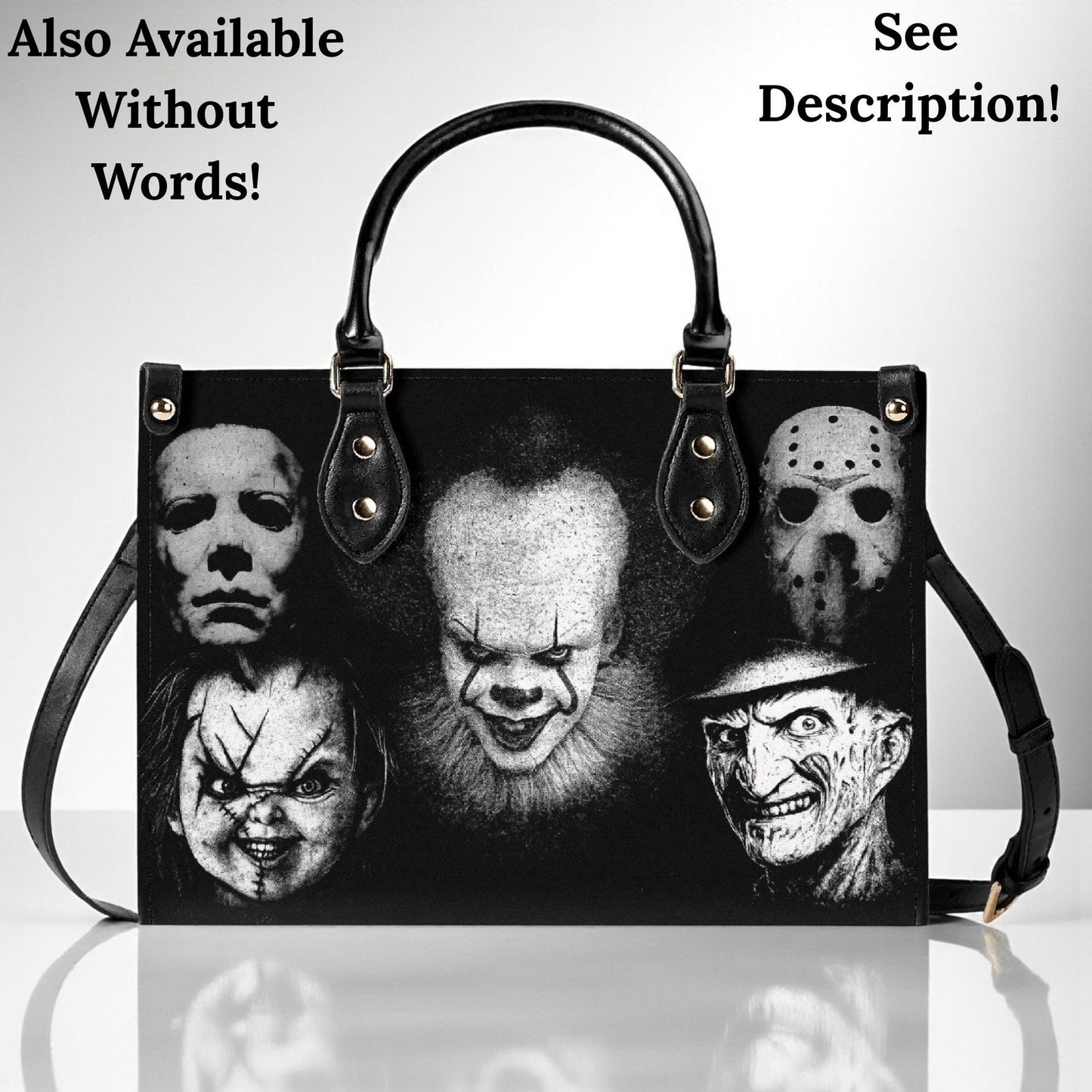 The Horror Bunch Handbag| Horror Handbag | Top-Grain Leather| Vegan Leather | Scary Movie Lovers Bag | Custom Tote Bag | Scary Movie Lovers