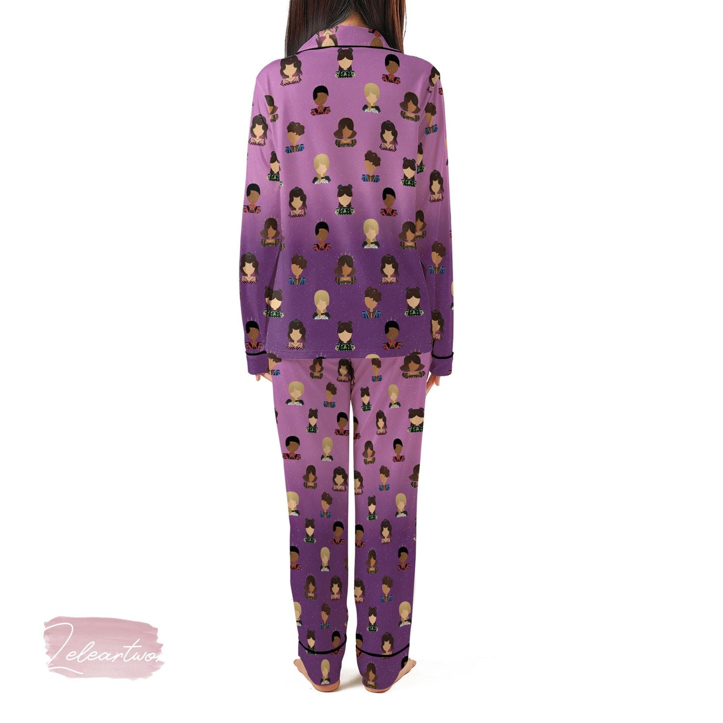 We're Six Set | Silky Satin Musical Pajama Set for Women | Broadway Queen Sleepwear | Purple Fan Art Loungewear | Lightweight Theater Gift