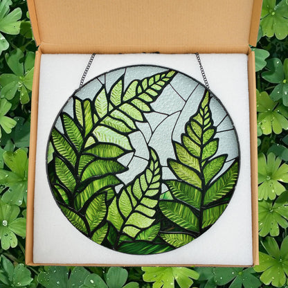 Fern Plant STAINED GLASS Suncatcher, Tropical Leaf Suncatcher, Fern Plant Light Catcher, Plant Mom Gift, Fern Plant Glass Wall Decor