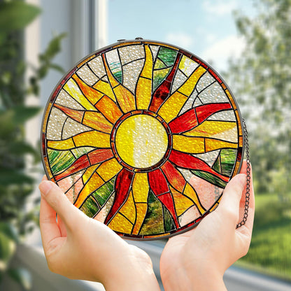 Sun Glass Suncatcher, Sun Suncatcher Ornament, Whimsical Spiral Sun, Sun Art, Sun Set Lover Gift, Sun Home Decor, New Home Decor, mom gift