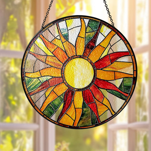 Sun Glass Suncatcher, Sun Suncatcher Ornament, Whimsical Spiral Sun, Sun Art, Sun Set Lover Gift, Sun Home Decor, New Home Decor, mom gift