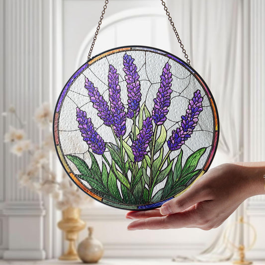 Lavender Flower Stained Glass Suncatcher, Purple Stained Glass Decor, Lavender Flower Lover Gift, Gift For Garden Lover, Nature Lovers Gift