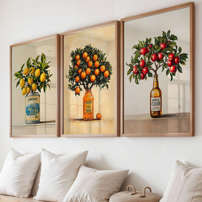 Lemonade Juice Tree Wall Art Botanical Kitchen Print Lemon Poster Dining Room Fruit Art Country Farmhouse Oil Painting Wall Art Poster Gift