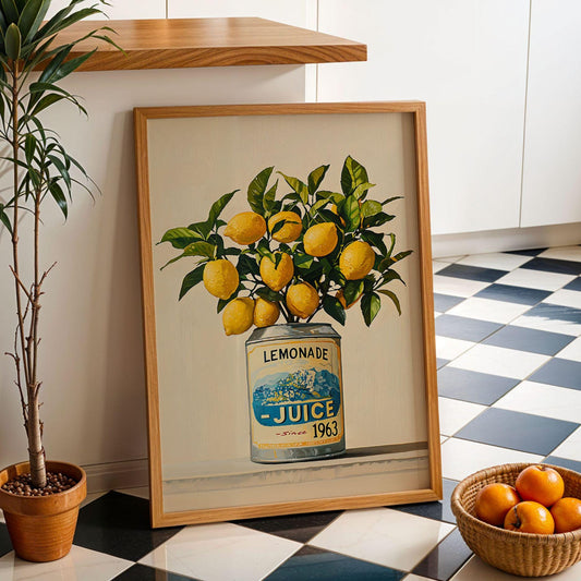 Lemonade Juice Tree Wall Art Botanical Kitchen Print Lemon Poster Dining Room Fruit Art Country Farmhouse Oil Painting Wall Art Poster Gift