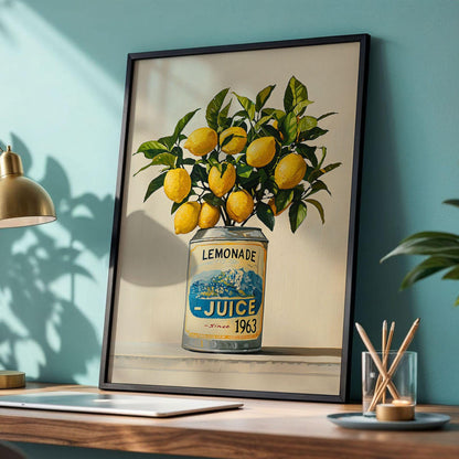 Lemonade Juice Tree Wall Art Botanical Kitchen Print Lemon Poster Dining Room Fruit Art Country Farmhouse Oil Painting Wall Art Poster Gift