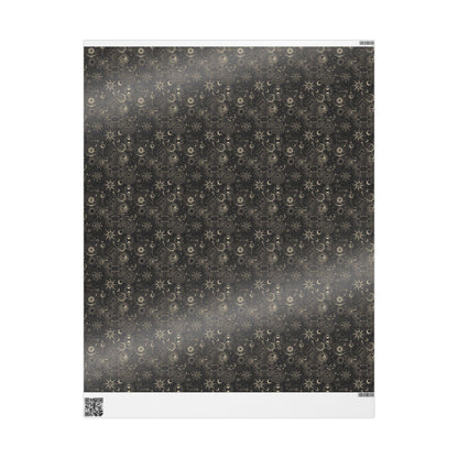 Black Wrapping Paper Witchy Gift Wrap Celestial & Mystical Art for Pagan Weddings, Goth Birthdays Occult Gifts Custom Halloween wrapping