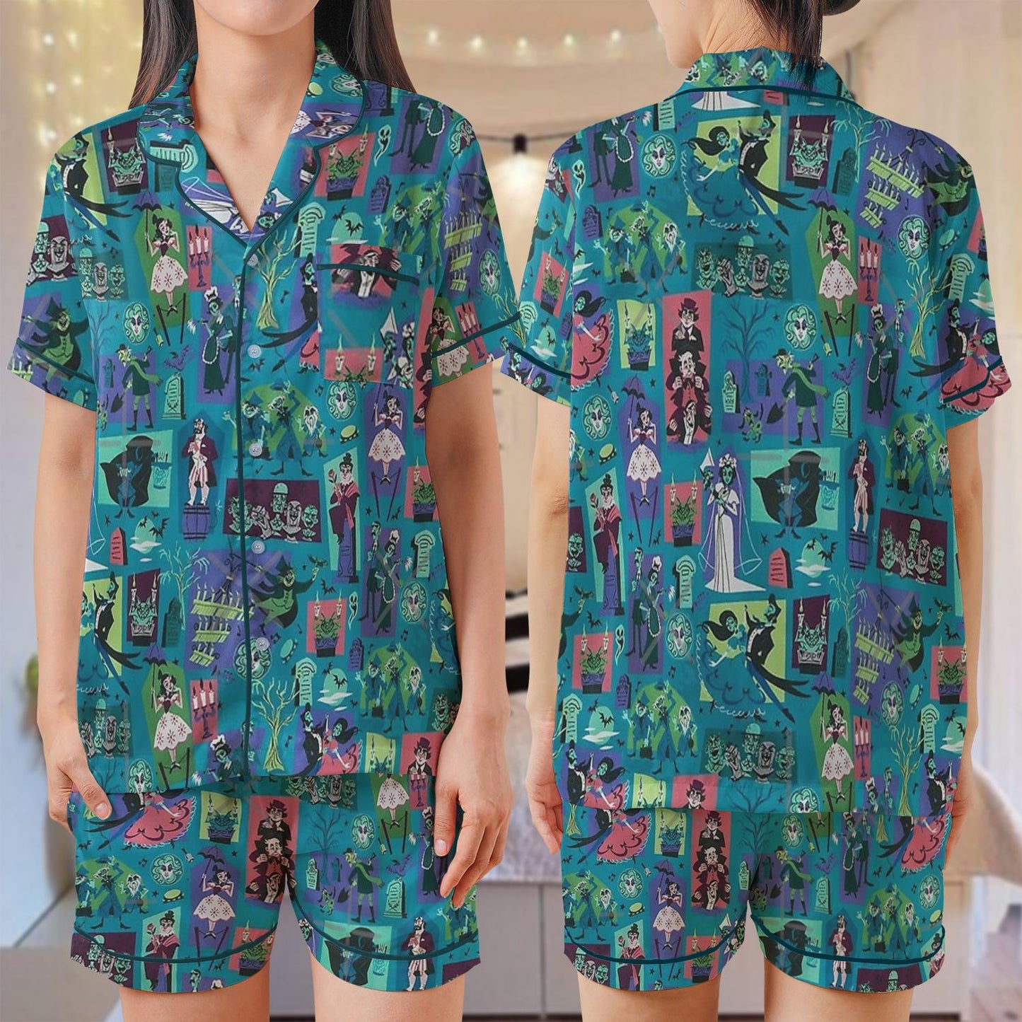 Halloween Haunted Mansion Pajamas Set, Haunted Mansion T-Shirt, Hitchhiking Ghosts Pajamas, This Is My Haunted Mansion Watching Shirt