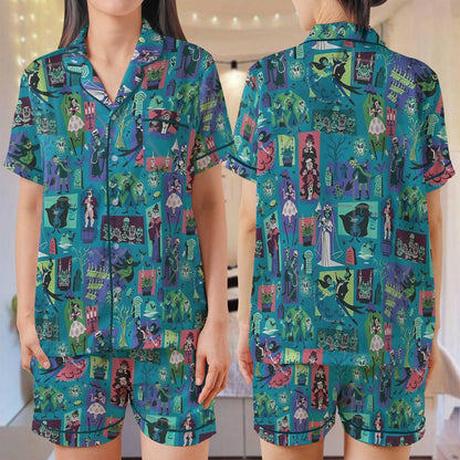 Halloween Haunted Mansion Pajamas Set, Haunted Mansion T-Shirt, Hitchhiking Ghosts Pajamas, This Is My Haunted Mansion Watching Shirt