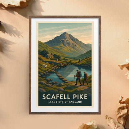 Scafell Pike The Lake District Keswick Poster Artwork, Three Peaks Challenge Mountain Climbing Print, Home Décor Gift for Wedding & Birthday