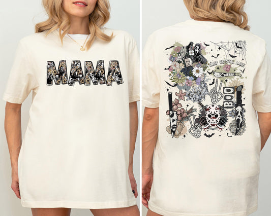 Floral Mama Horror Shirt, Vintage Halloween Mama Shirt, Mama Camp Crystal Lake, Creepy Cute Mom Gift, Scary Movie Spooky Season Tee