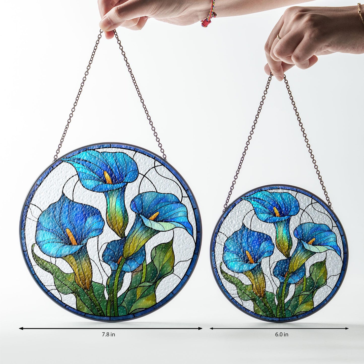 Blue Calla Lily Flower Suncatcher, Calla Lilies Stained Glass Suncatcher, Birthday Gift for Mom Mother Grandmother, Calla Lily Lover Decor