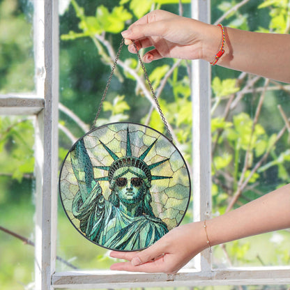 Statue of Liberty glass art window suncatcher radiant light ornament Independence Day patriotic gift for friends family