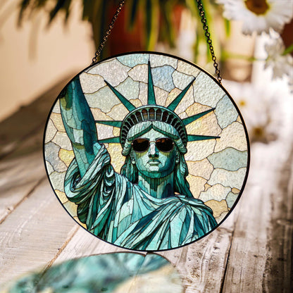 Statue of Liberty glass art window suncatcher radiant light ornament Independence Day patriotic gift for friends family