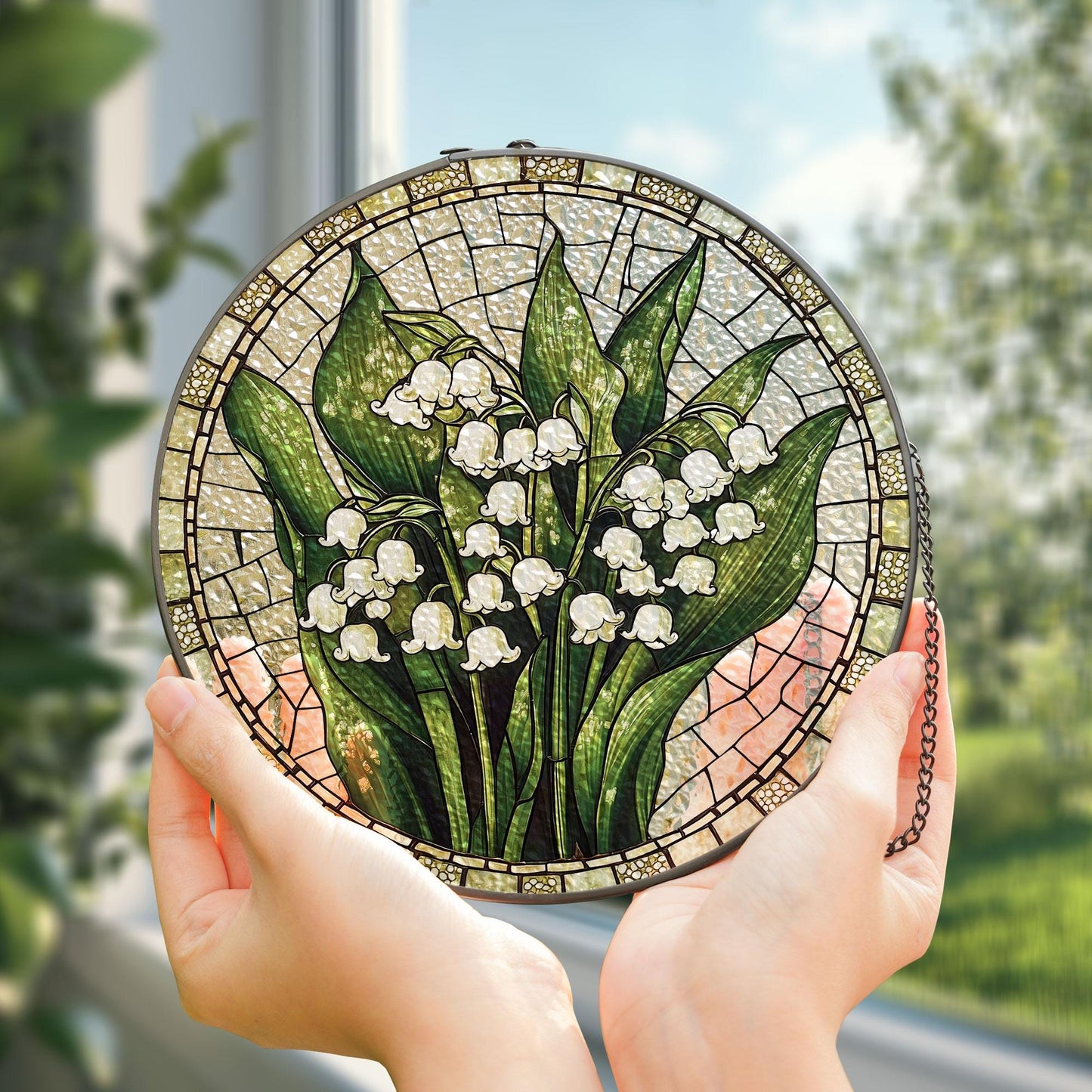 Lily Of Valley Flowers Stained Glass Suncatcher, Lily Suncatcher, Garden Decoration, Grandma gift, Gift For Her, Gift For Lily Of Valley