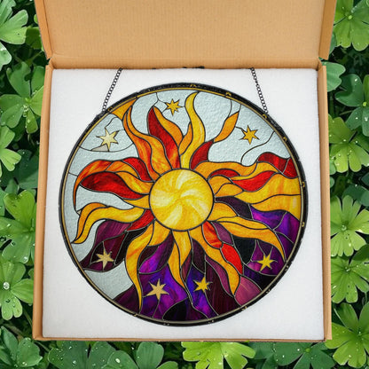 Sun Glass Suncatcher, Sun Suncatcher Ornament, Whimsical Spiral Sun, Sun Art, Sun Set Lover Gift, Sun Home Decor, New Home Decor, mom gift