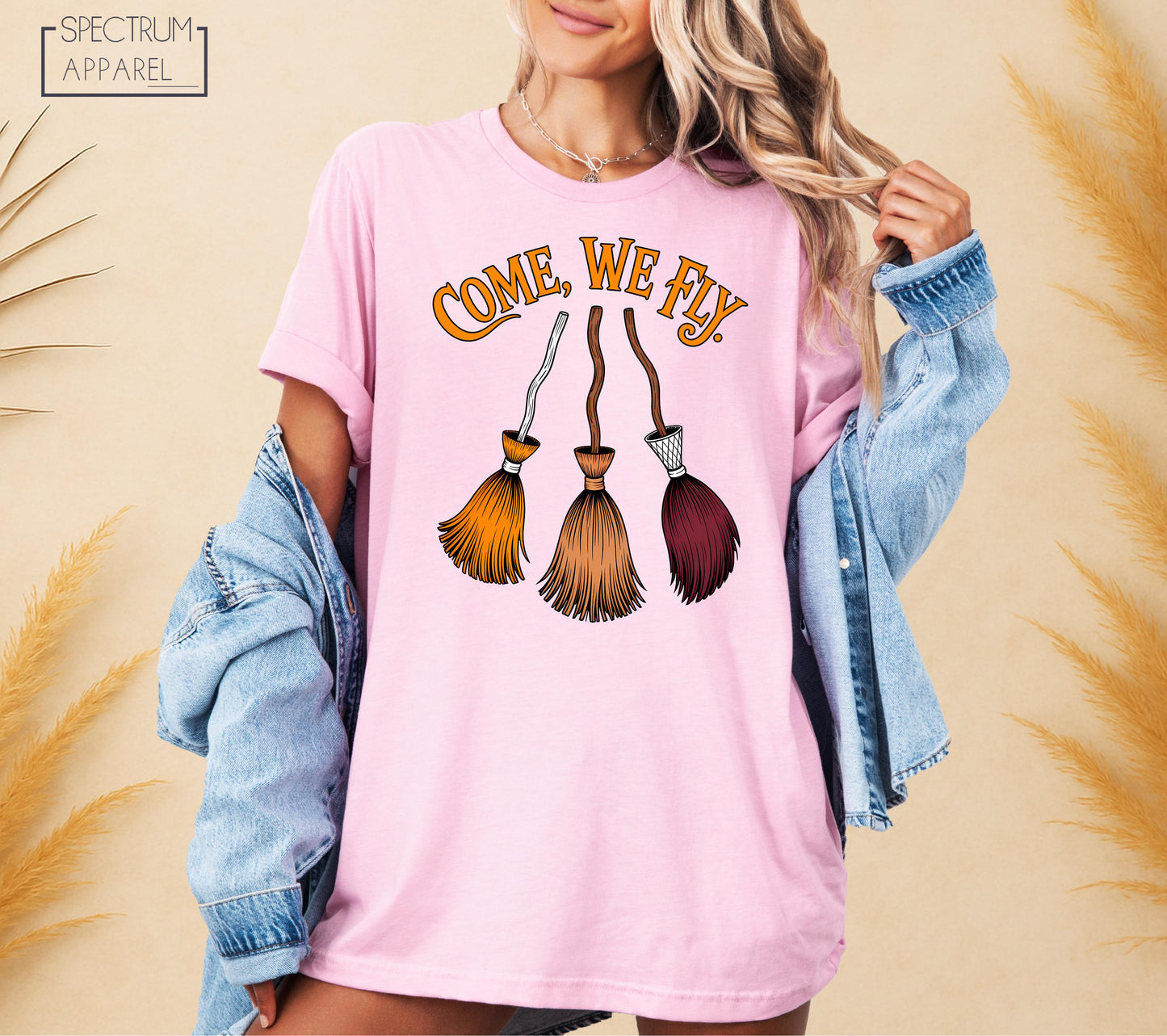 Come We Fly T-Shirt, Come We Fly Halloween Shirt, Come We Fly October Shirt, Halloween Witch Broom Tee, Spooky Witch Shirt, Cute Autumn Tee