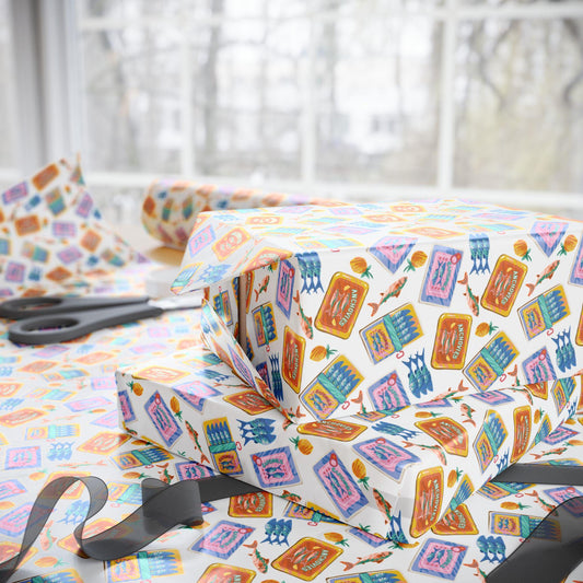 Vintage Sardine and Seafood Print Tin fish Wrapping Paper Italian Summer Gift Wrap Custom chef Mediterranean Foodie Gifts & Amalfi Coast