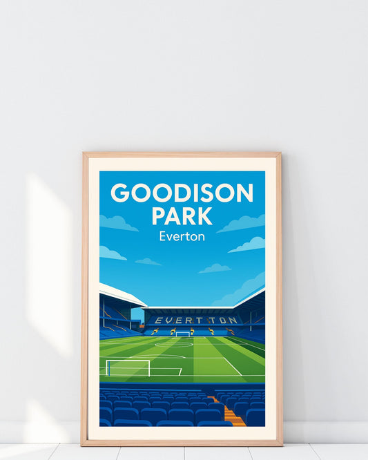 Everton FC Goodison Park Poster Wall Art, Football Premier League Print, Home Décor Gift for Wedding & Birthday, Goodison Football Stadium