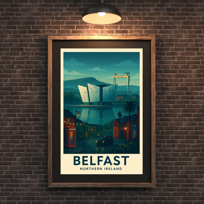Belfast Ireland Artwork Print, Northern Ireland Wall Art Travel Decor, Britain and Ireland Map Poster Wedding & Birthday Gift For Home