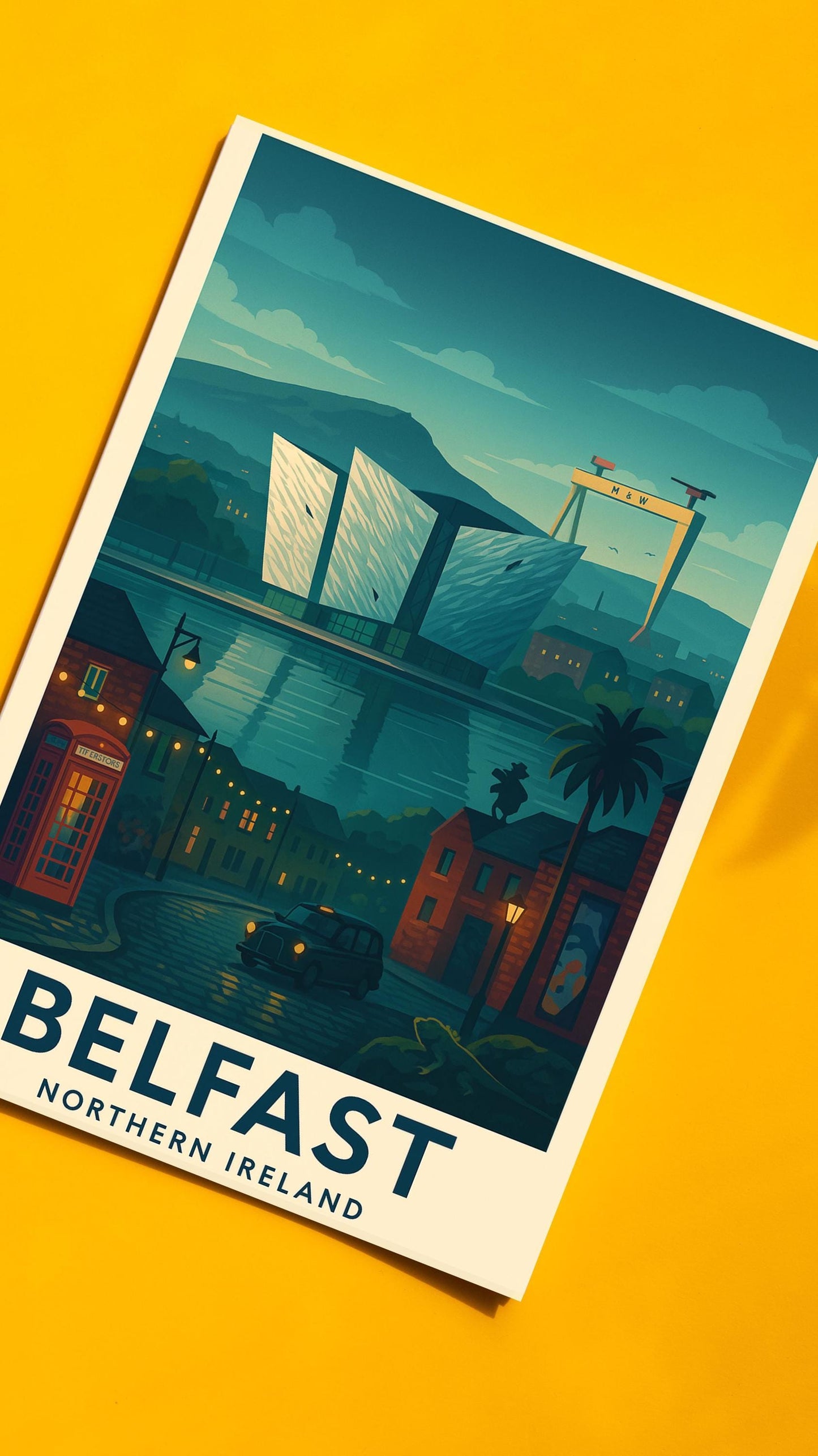 Belfast Ireland Artwork Print, Northern Ireland Wall Art Travel Decor, Britain and Ireland Map Poster Wedding & Birthday Gift For Home