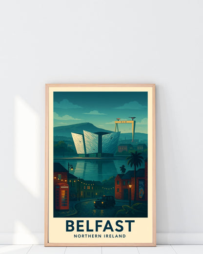 Belfast Ireland Artwork Print, Northern Ireland Wall Art Travel Decor, Britain and Ireland Map Poster Wedding & Birthday Gift For Home