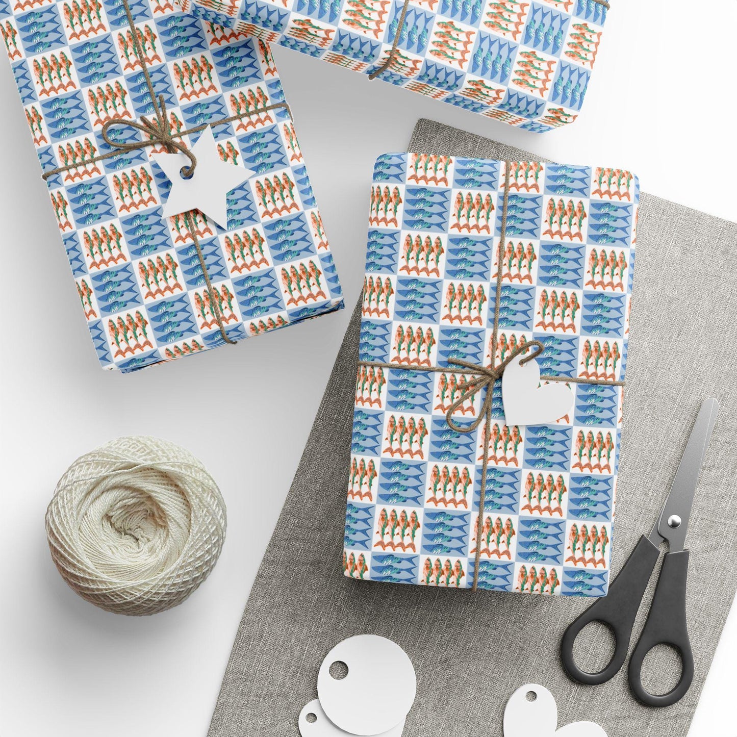 Retro Sardine and Seafood Print Tin fish Wrapping Paper Italian Summer Gift Wrap Custom chef Mediterranean Foodie Gifts & Amalfi Coast