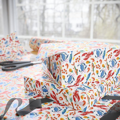 Tomato Girl Vintage Sardine Seafood Print Tin fish Wrapping Paper Italian Summer Gift Wrap Chef Mediterranean Foodie Gifts & Amalfi Coast
