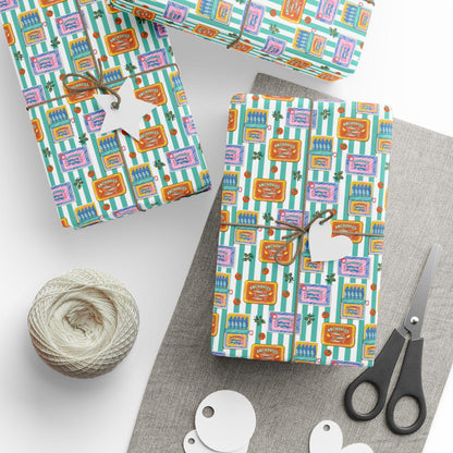 Sardine Print Wrapping Paper Mediterranean tinned fish Fisherman Aesthetic Vintage Food Art for Seafood print foodie Gifts Amalfi Coast