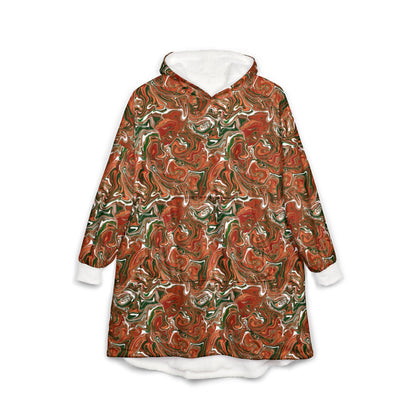 Terracotta Swirl Blanket Hoodie: Earth Tones Cozy Wearable Throw