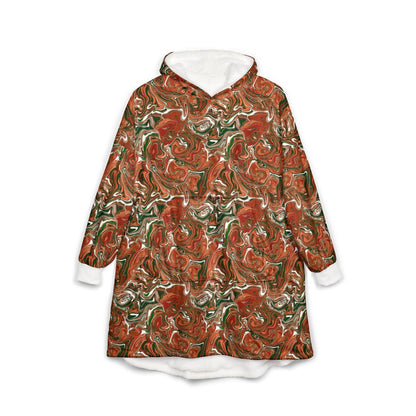 Terracotta Swirl Blanket Hoodie: Earth Tones Cozy Wearable Throw