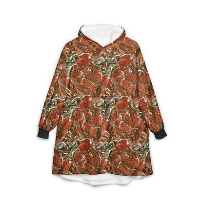 Terracotta Swirl Blanket Hoodie: Earth Tones Cozy Wearable Throw