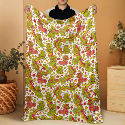 Kecleon Fleece Blanket, Soft Chameleon Character Throw, Home Decor Blanket, Kecleon Blanket Gifts