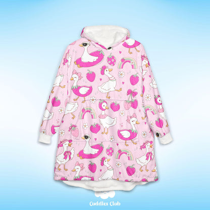 Strawberry Coquette Silly Goose Hooded Blanket