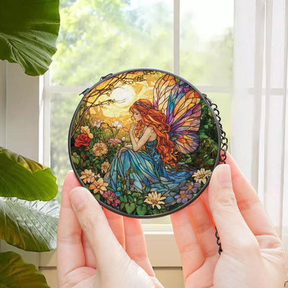 Butterfly Fairy Glass Suncatcher, Butterfly Fairy Ornament, Fairy Garden Decor, Fantasy Garden Decor, Magical Decor, Gift for Fantasy Lovers