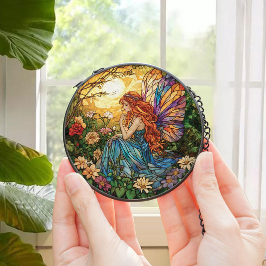 Butterfly Fairy Glass Suncatcher, Butterfly Fairy Ornament, Fairy Garden Decor, Fantasy Garden Decor, Magical Decor, Gift for Fantasy Lovers