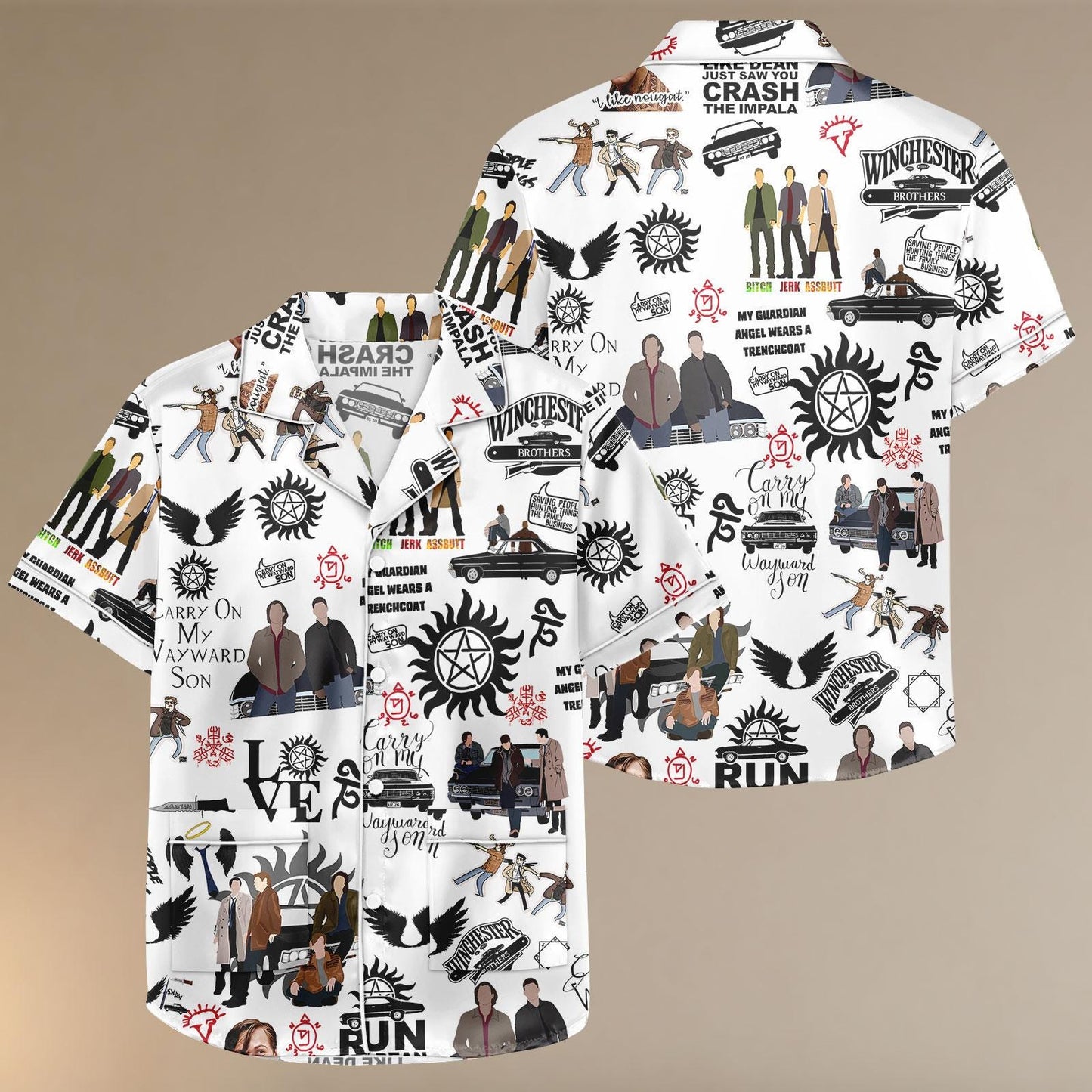 Supernatural Satin Pajamas Shorts, Winchester Brothers Sleepwear, Carry On My Wayward Son Pajamas, TV Show Pajamas, Gift For Her