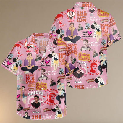 Pedro Pascal Satin Pajamas Shorts, Daddy Meme Sleepwear, Retro Celebrity Pajamas, Funny Pajama Set, Gift For Her