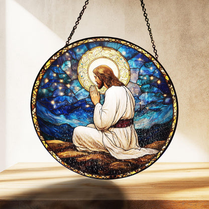 God Stained Glass Suncatcher, God Window Hanging, Jesus Christ Decoration, Jesus Suncatcher, Art Nature Gift Jesus, Suncatcher home decor