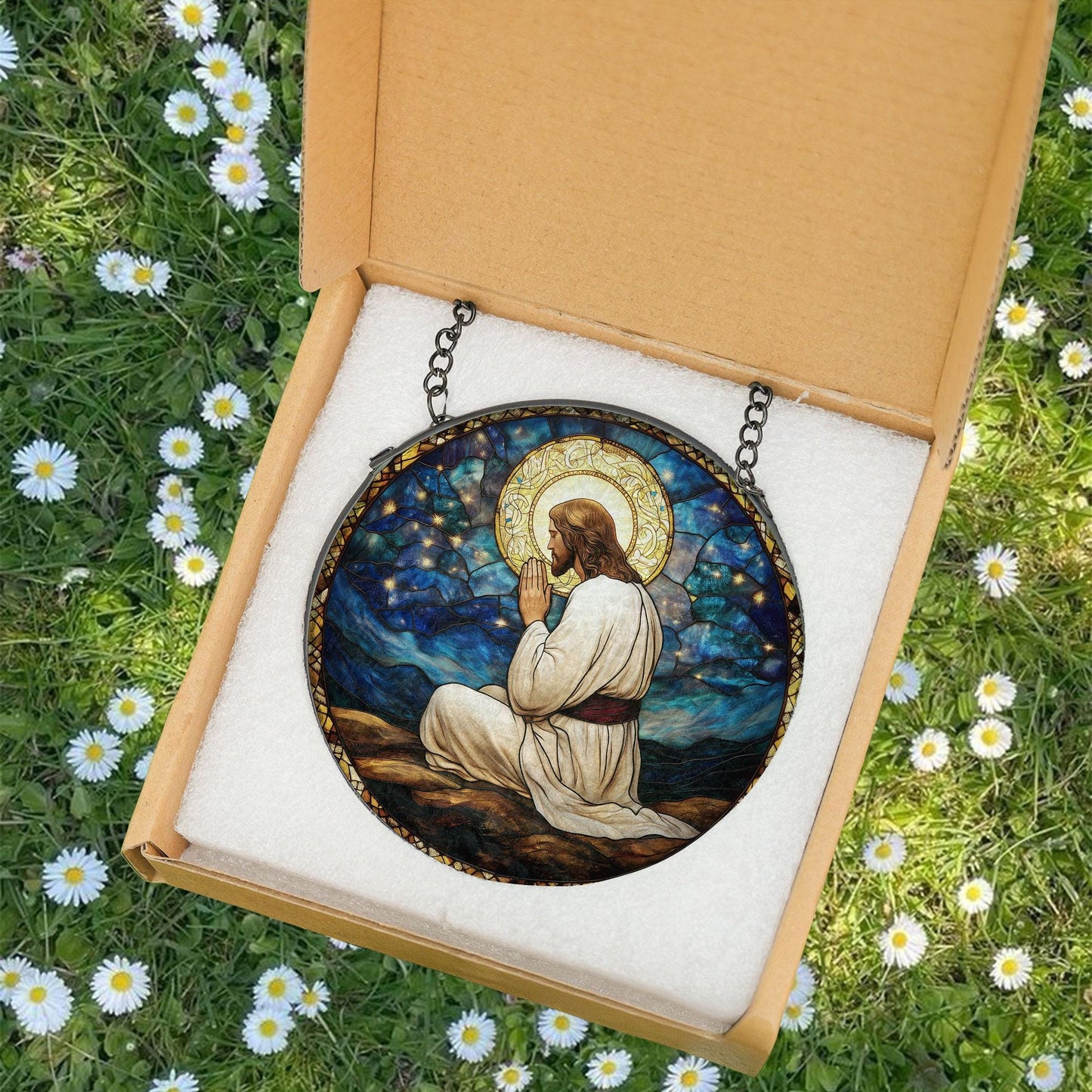 God Stained Glass Suncatcher, God Window Hanging, Jesus Christ Decoration, Jesus Suncatcher, Art Nature Gift Jesus, Suncatcher home decor